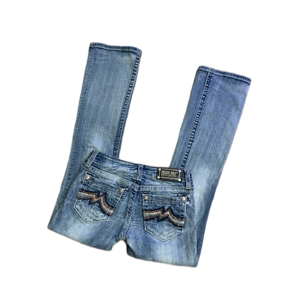 Miss Me Straight Leg Flared Jeans, Blue Denim, Size 26x30